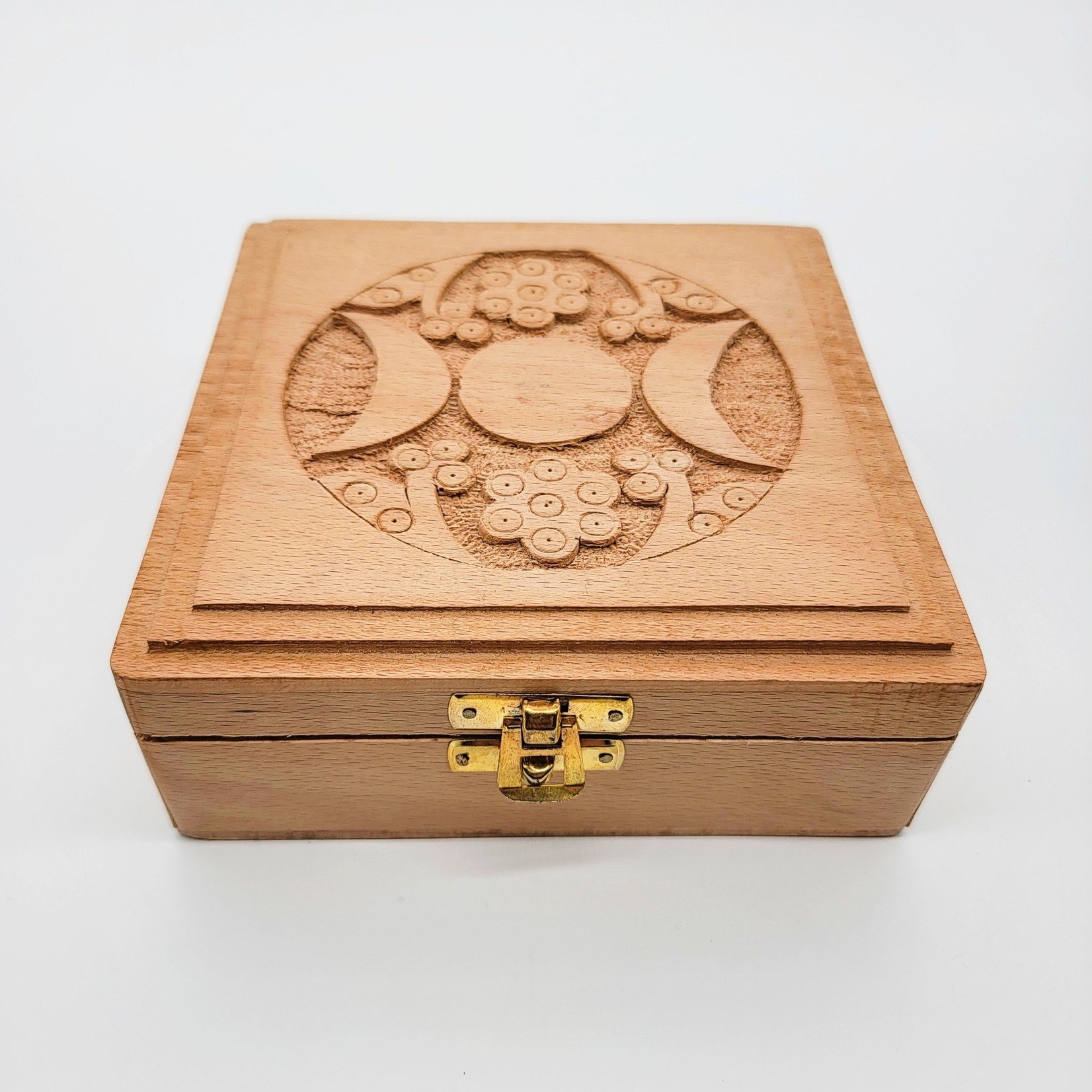 Triple Moon Wooden Box 6x6x2.5"