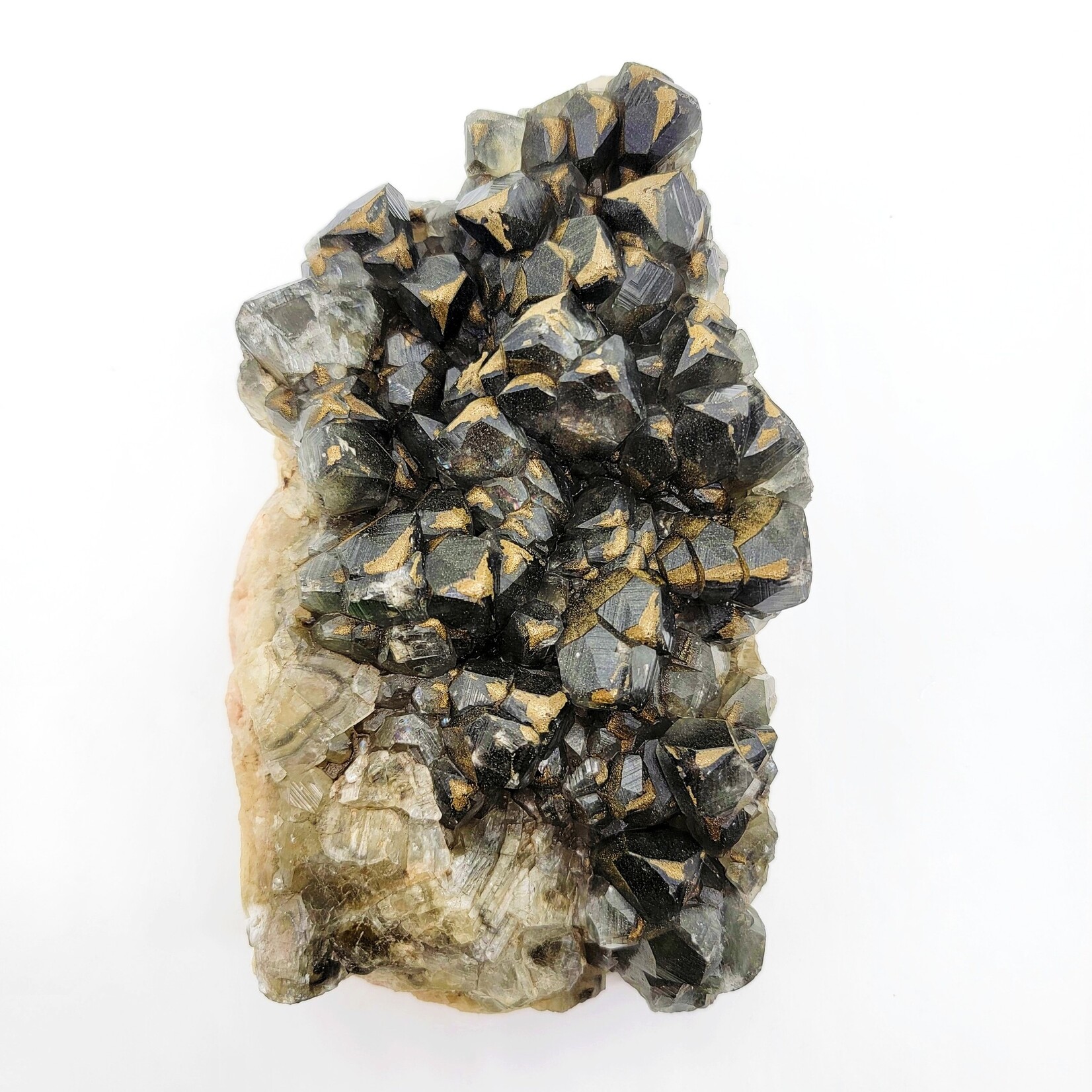 Pyrite coated fluorite chunk