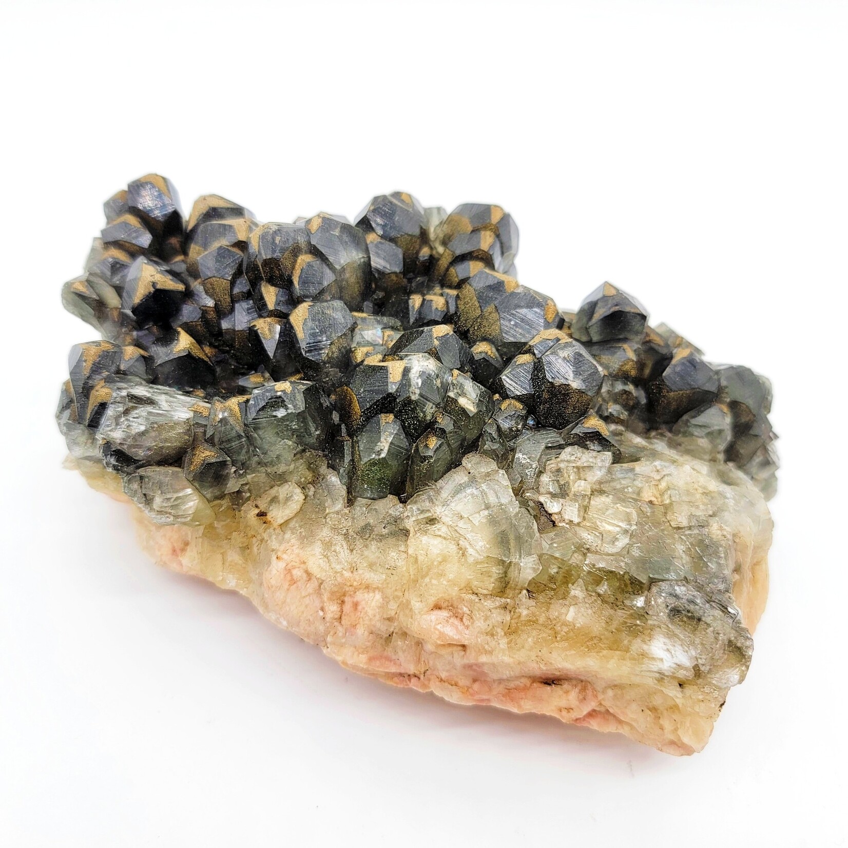 Pyrite coated fluorite chunk