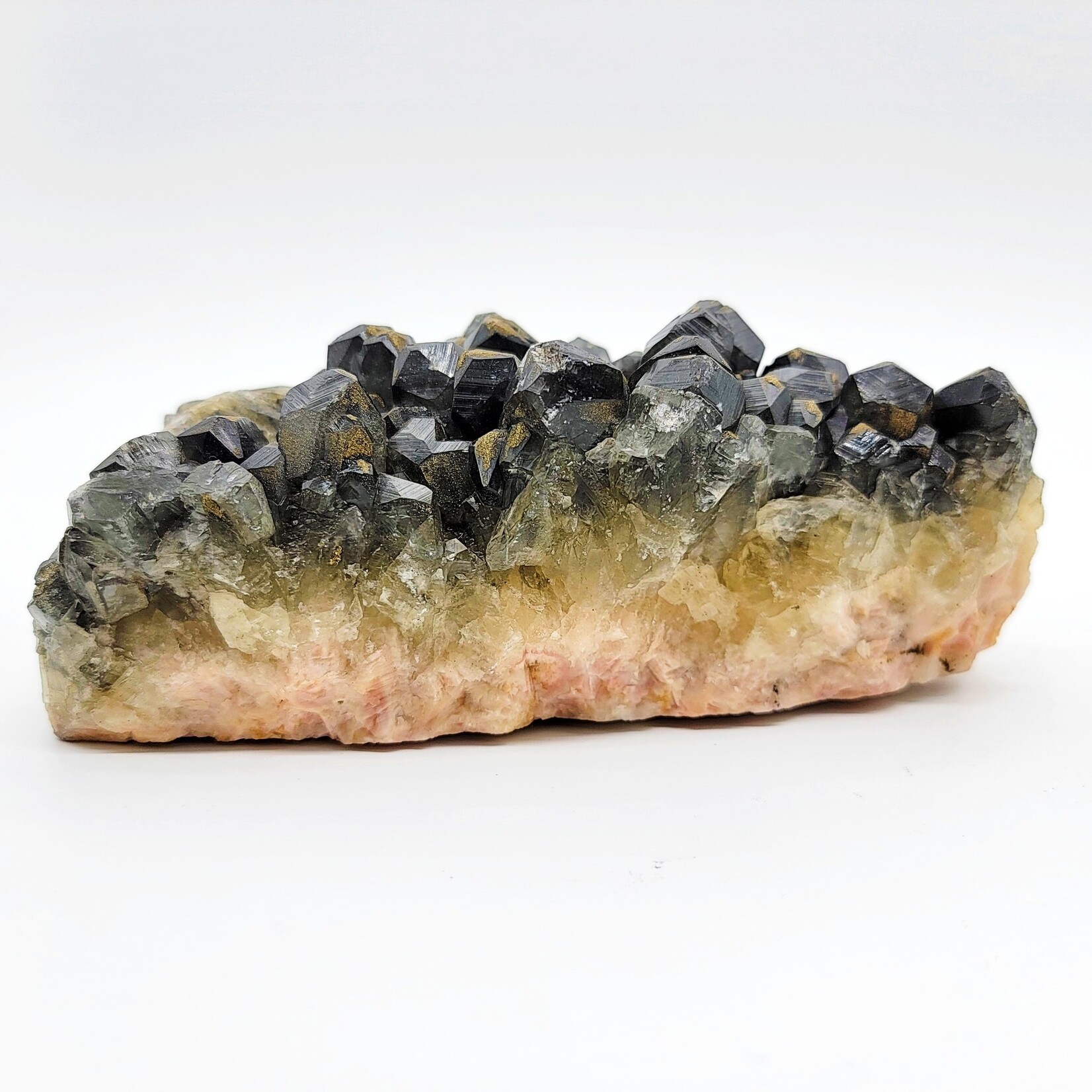 Pyrite coated fluorite chunk