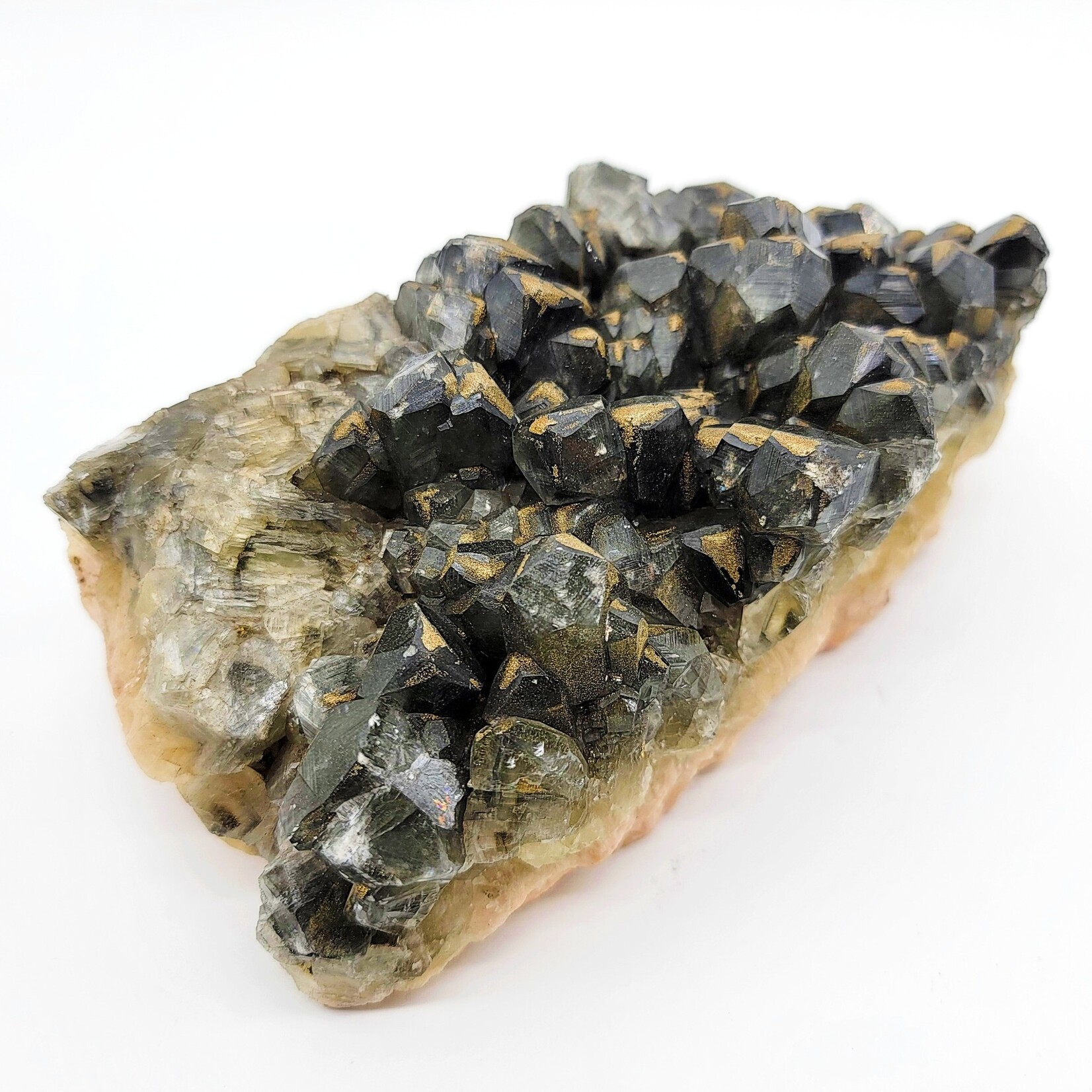 Pyrite coated fluorite chunk