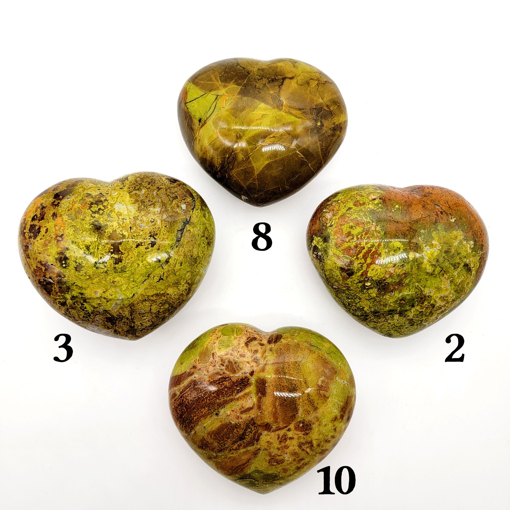Large Green Opal Hearts