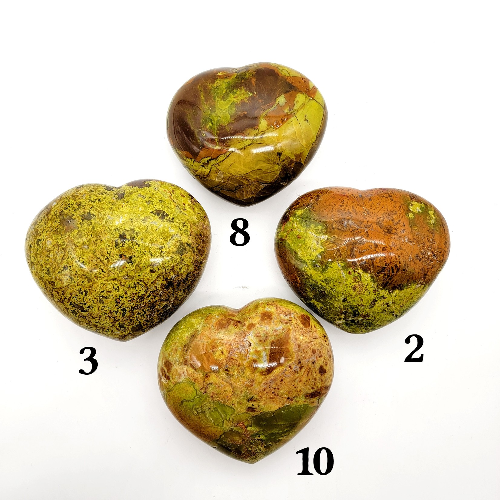 Large Green Opal Hearts