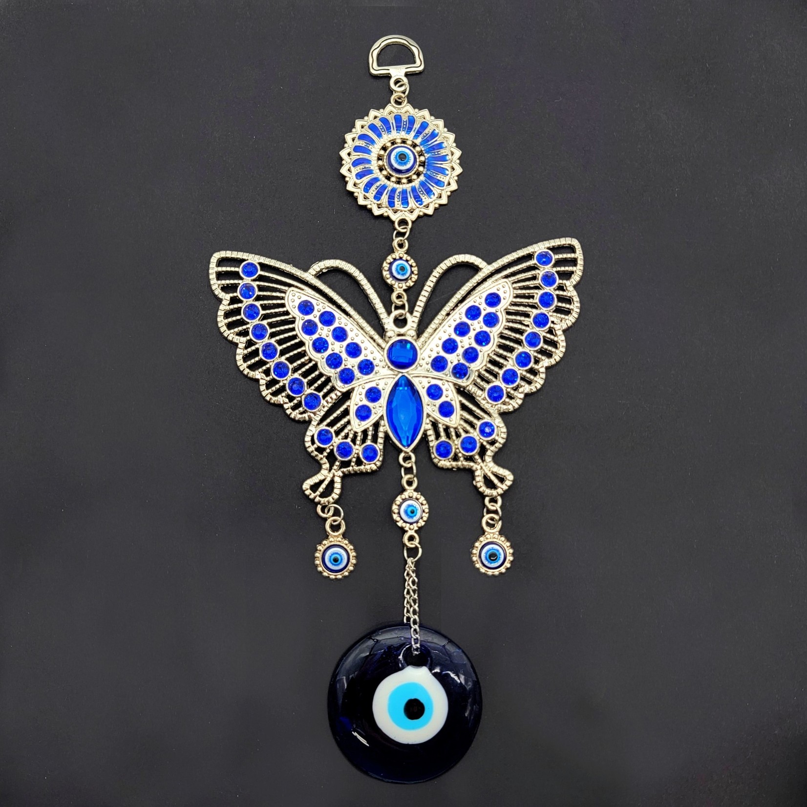 Blue Crystal Butterfly Wall Hanging Evil Eye