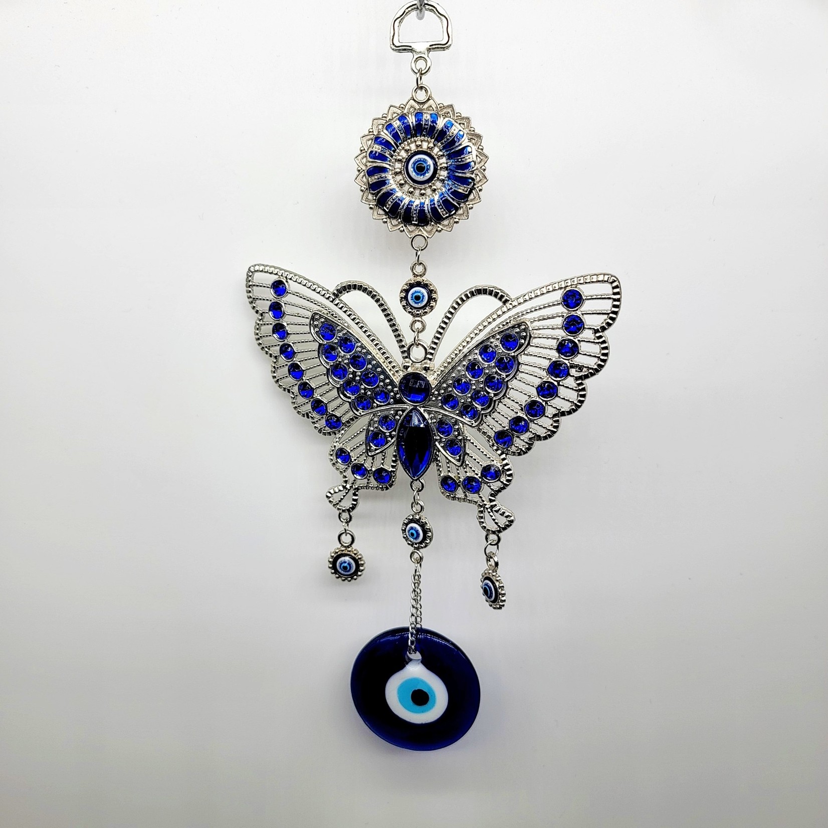 Blue Crystal Butterfly Wall Hanging Evil Eye