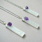 Selenite w/ Amethyst  Pendant Necklace