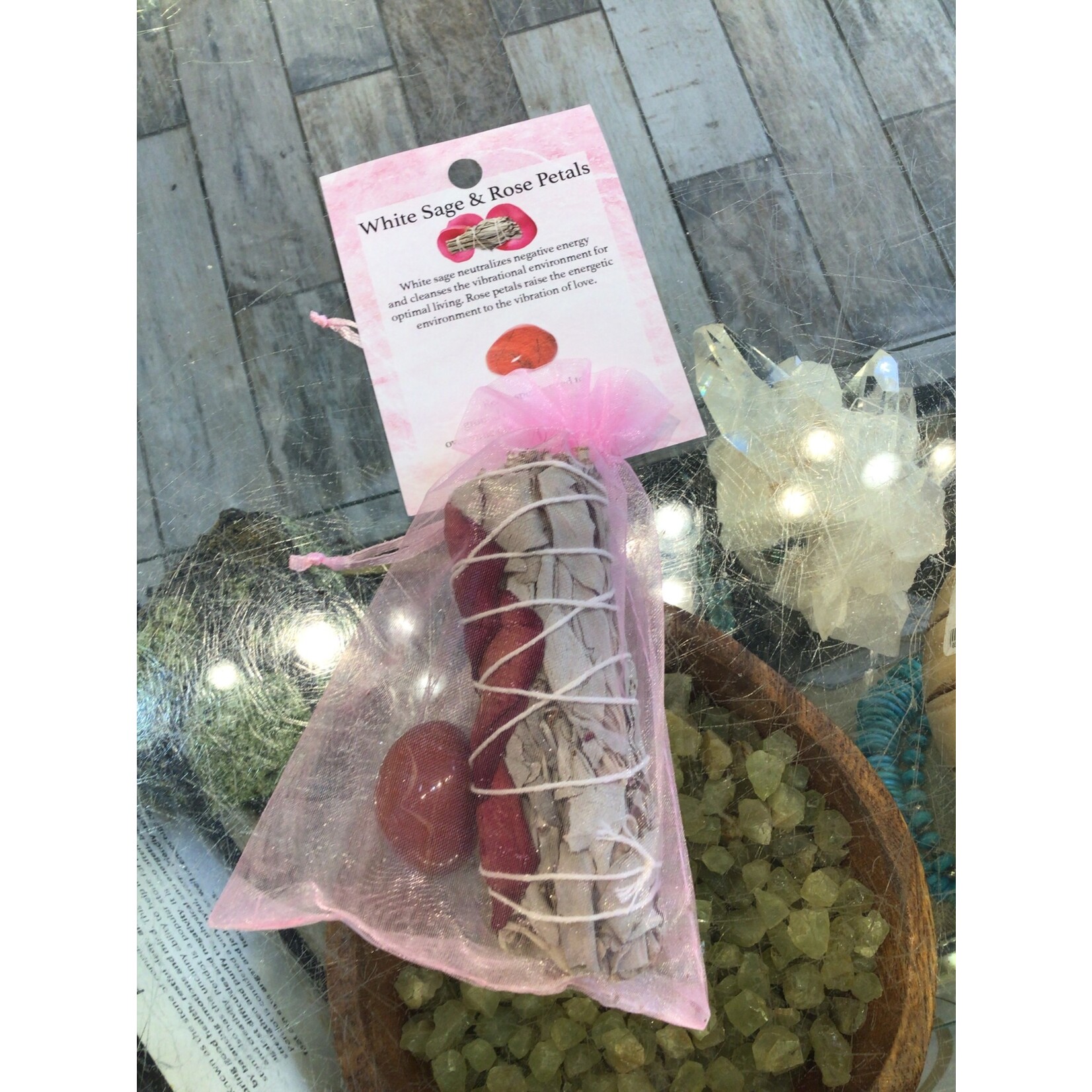 White Sage & Rose Petals w/ Red Jasper