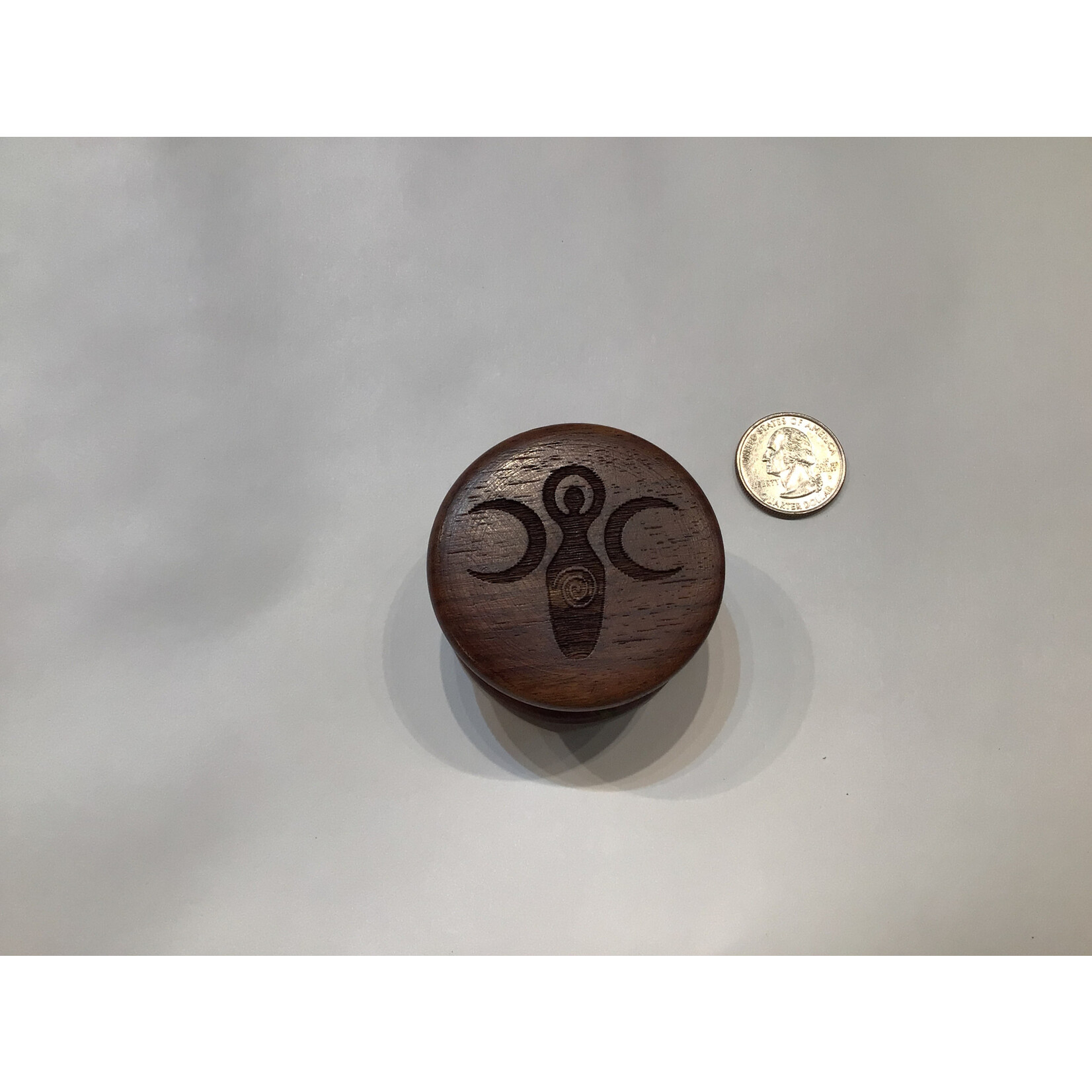 Goddess of Earth Carved Wooden Herb Grinder 2" Round