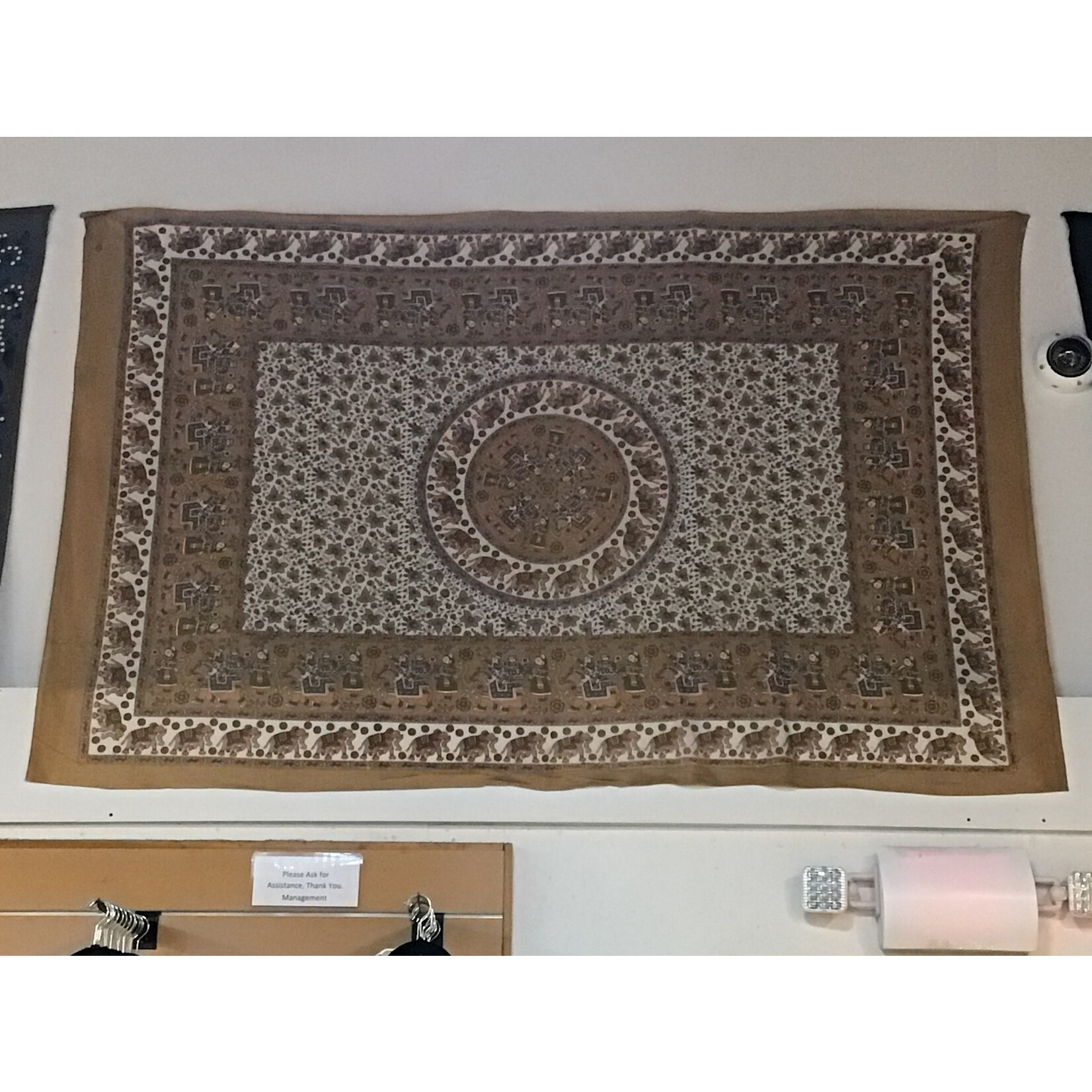 Olive and Burgundy Elephant Tapestry