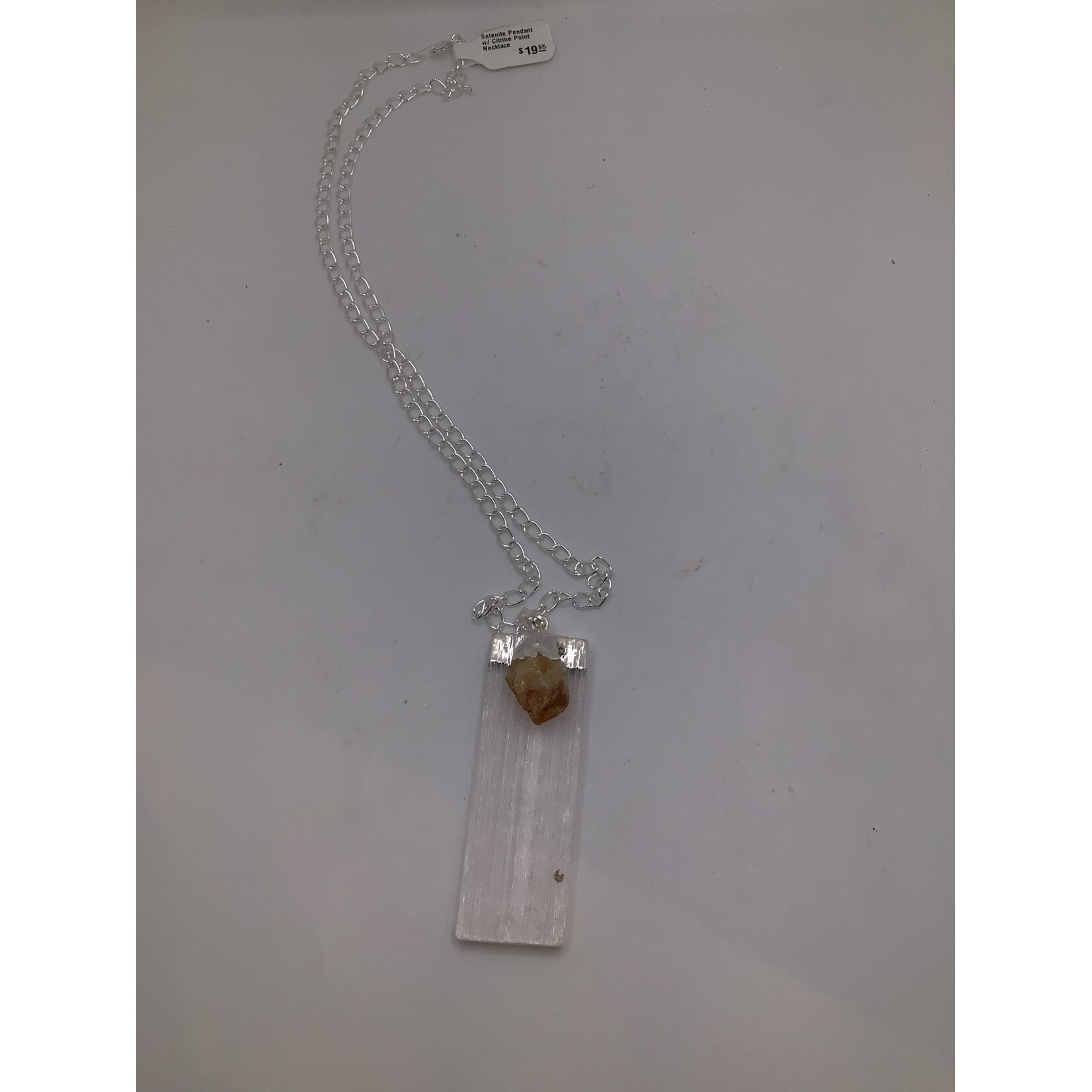 Selenite Pendant w/ Citrine Point Necklace
