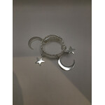 Moon and Star Bangle Bracelet Silver