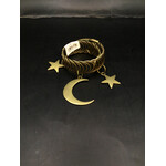 Moon and Star Bangle Bracelet Gold