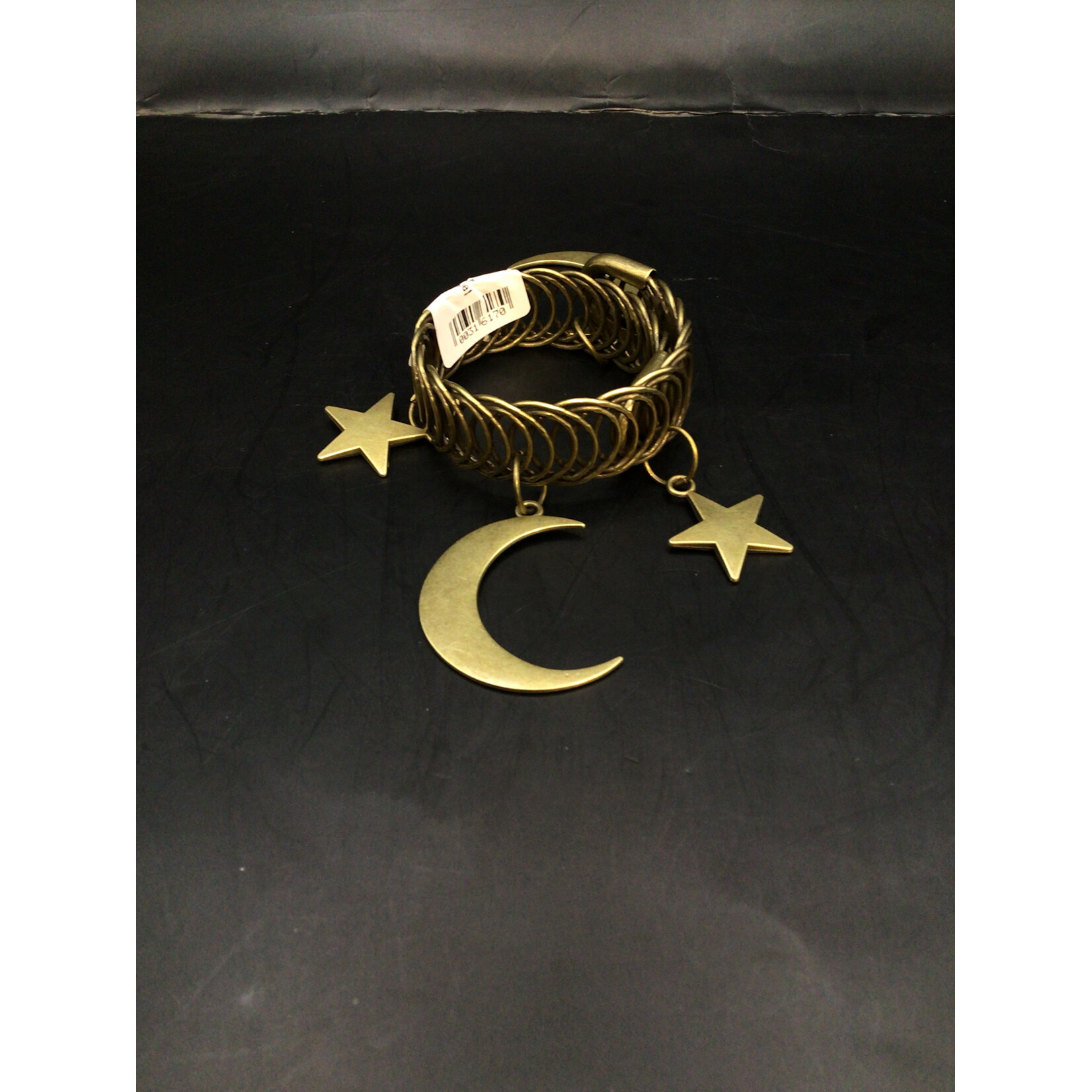 Moon and Star Bangle Bracelet Gold