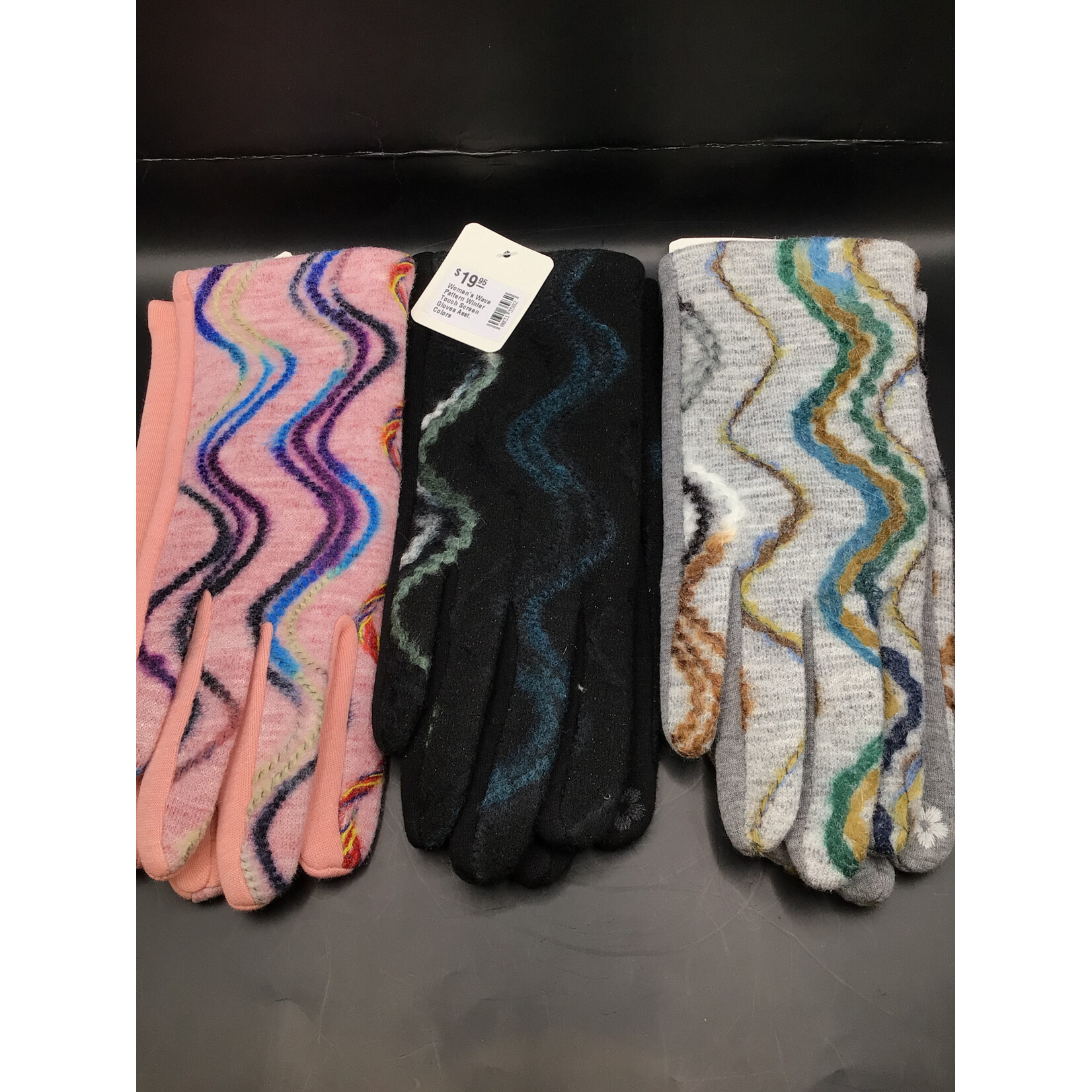 Women's Wave Pattern Winter Touch Screen Gloves Asst. Colors