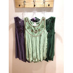 Those Summer Nights Embroidered Krinkle Crepe Babydoll Blouse S/M