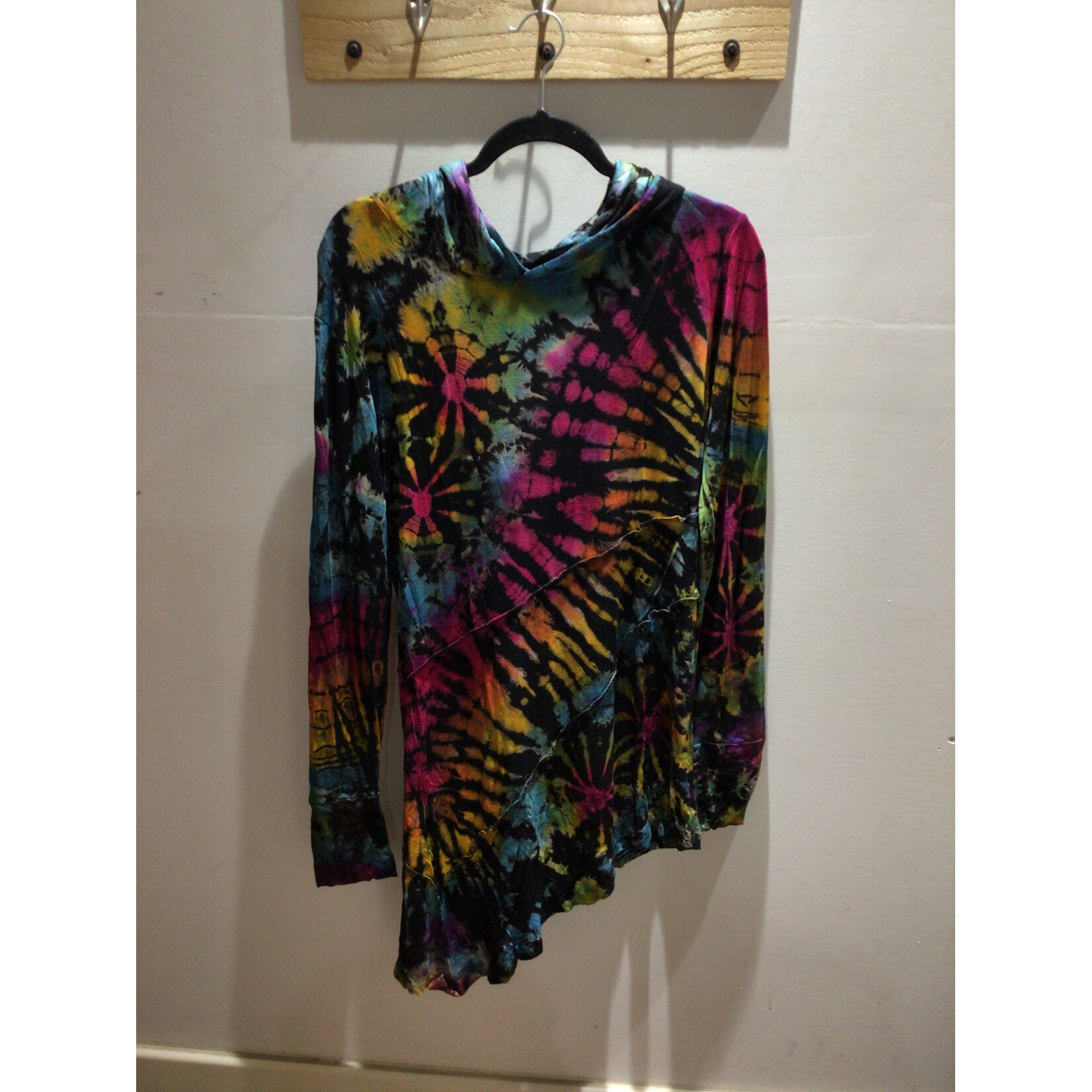 TD Spandex LS Asymmetrical Tunic w/ Hoodie O/S 1296