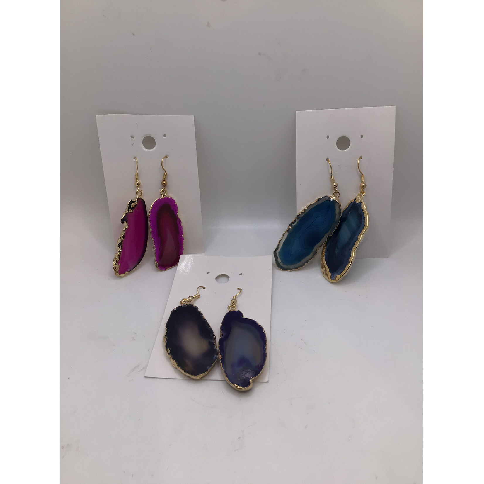 Plated Agate Slice Earrings GP
