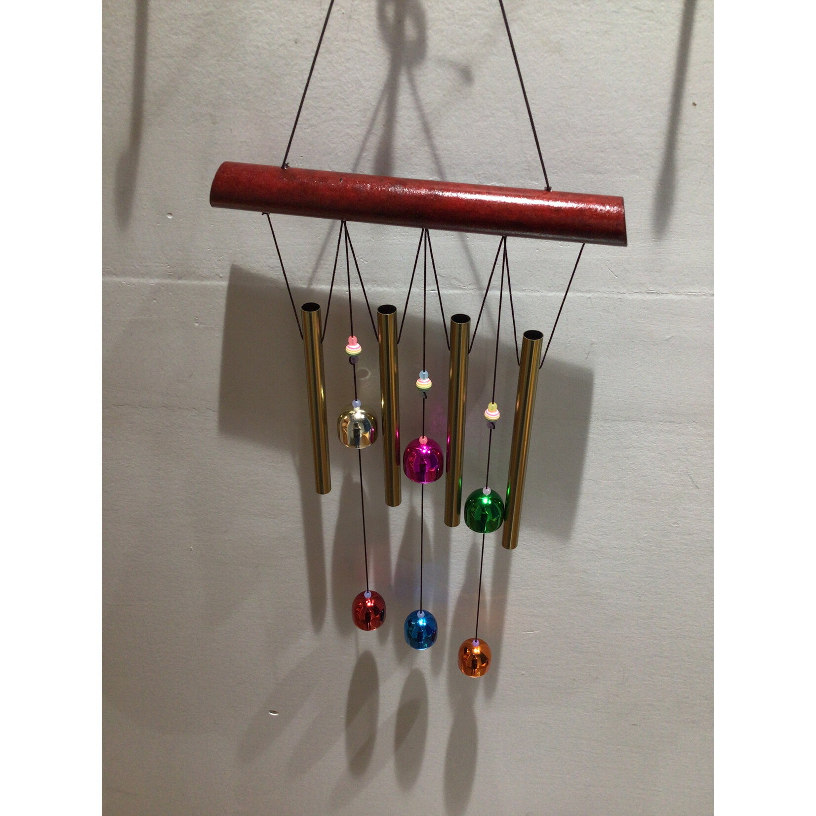 Oblong Wood w/ Multi Color Bells Wind Chime