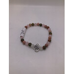 Unakite and Rose Quartz Lotus Bracelet