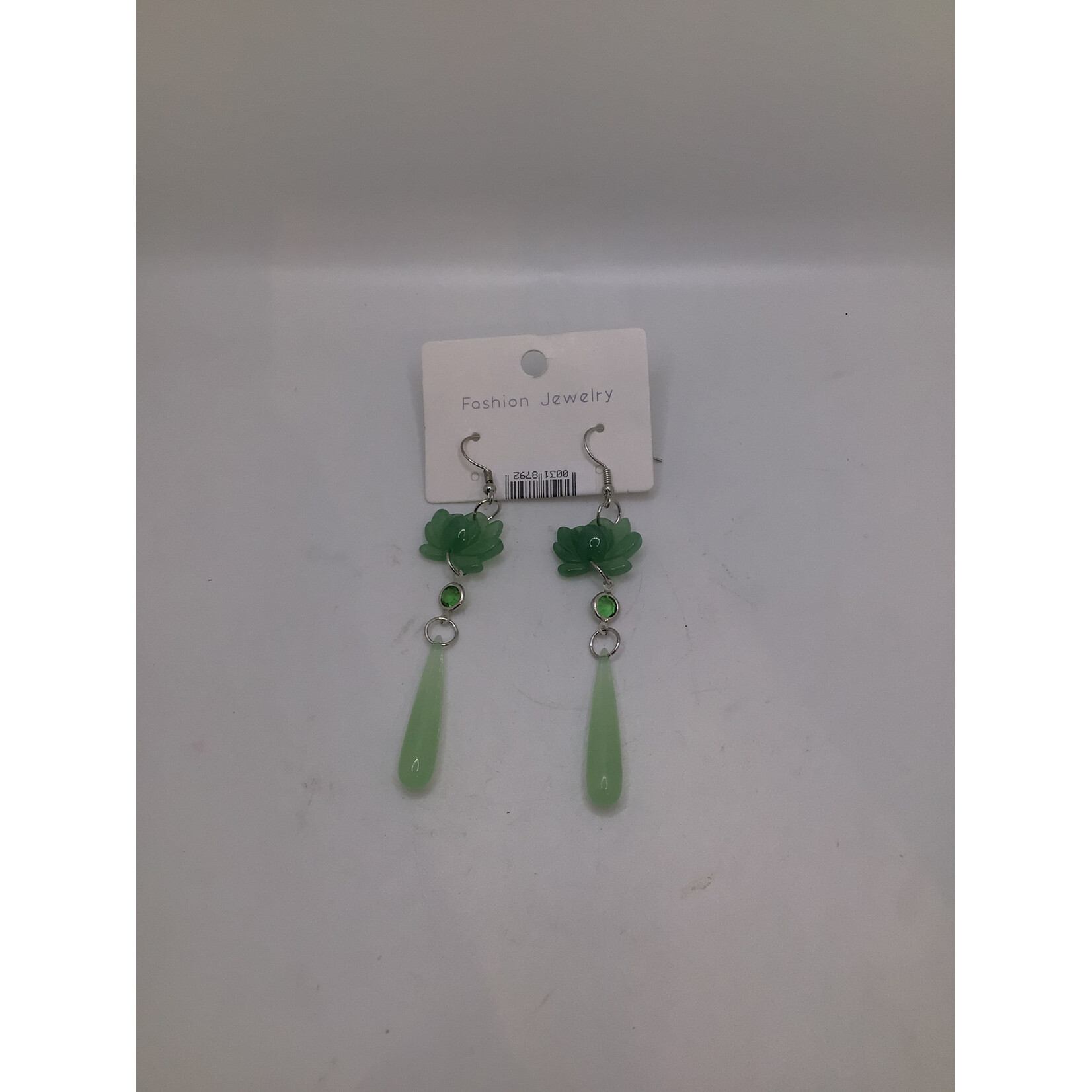 Green Resin Lotus Earrings