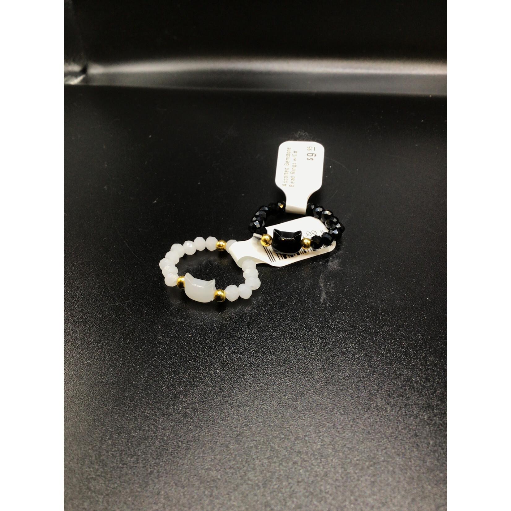 Assorted Gemstone Bead Rings w/Cat