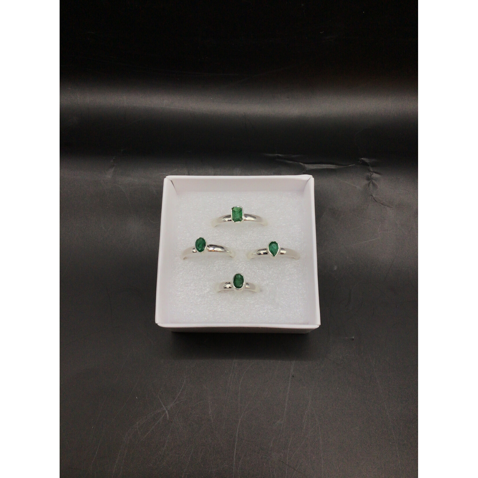 Emerald Bezeled Faceted Ring Large