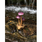 Purple 3 Mushroom wood Base 6.5H x 3.2W, 64439