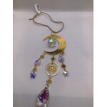 Crescent Moon w/Sun Crystal Sun Catcher w/Burlap String