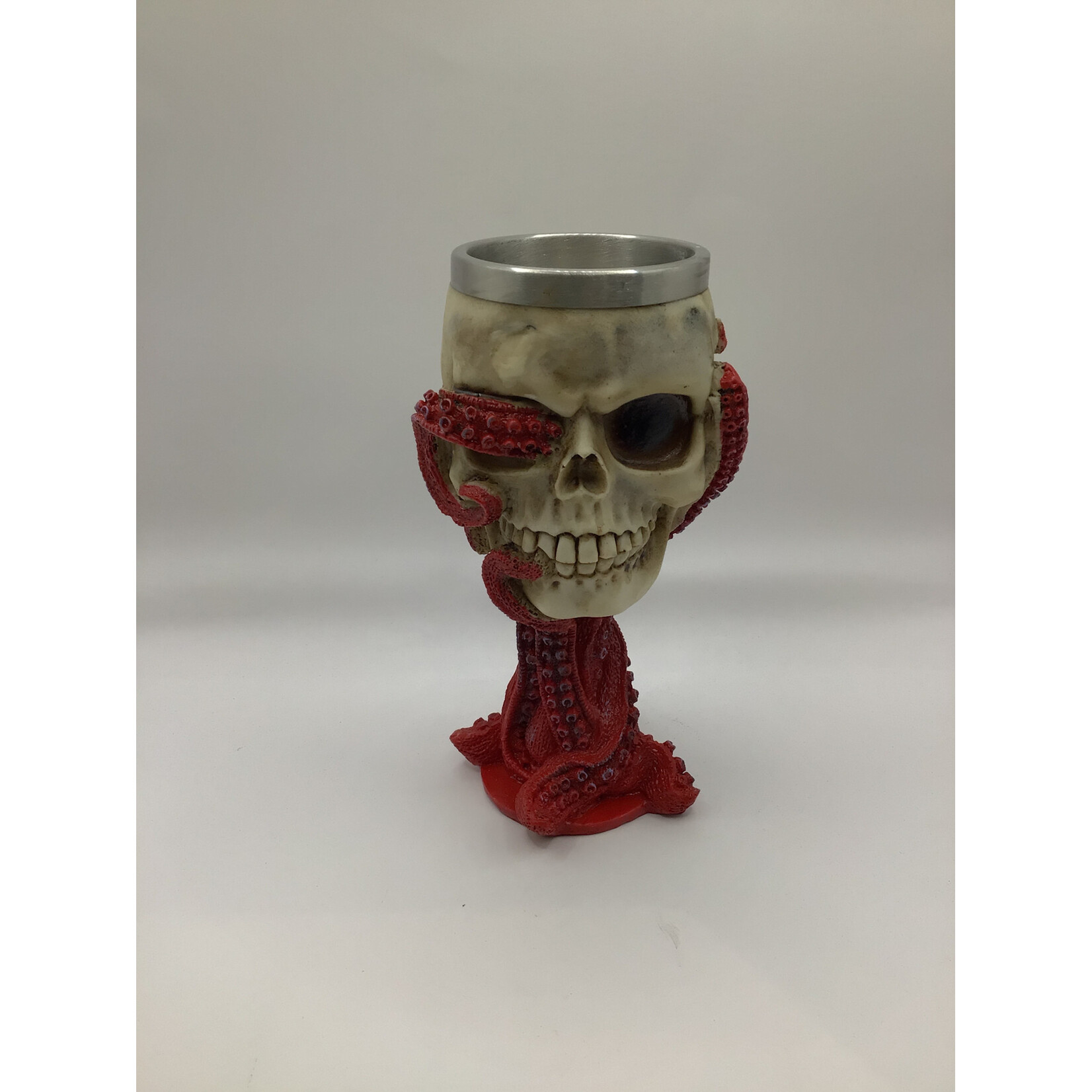 Octopus Skull Goblet 6oz. w. Stainless Steel Cup 2.75" cup Dia. 7.50"H