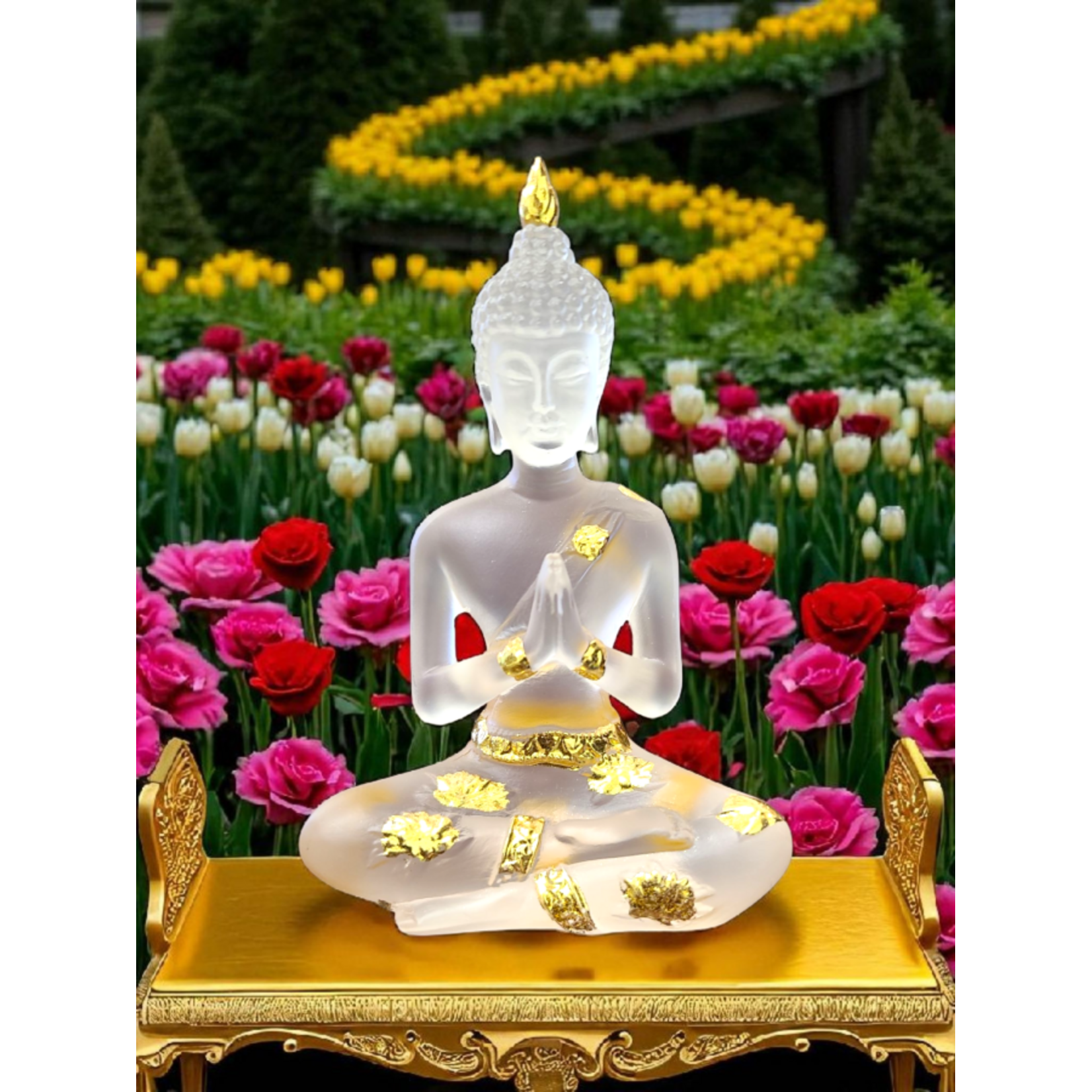 Buddha Statue w/Gold Accents