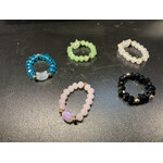 Assorted Gemstone Bead Rings w/Cat