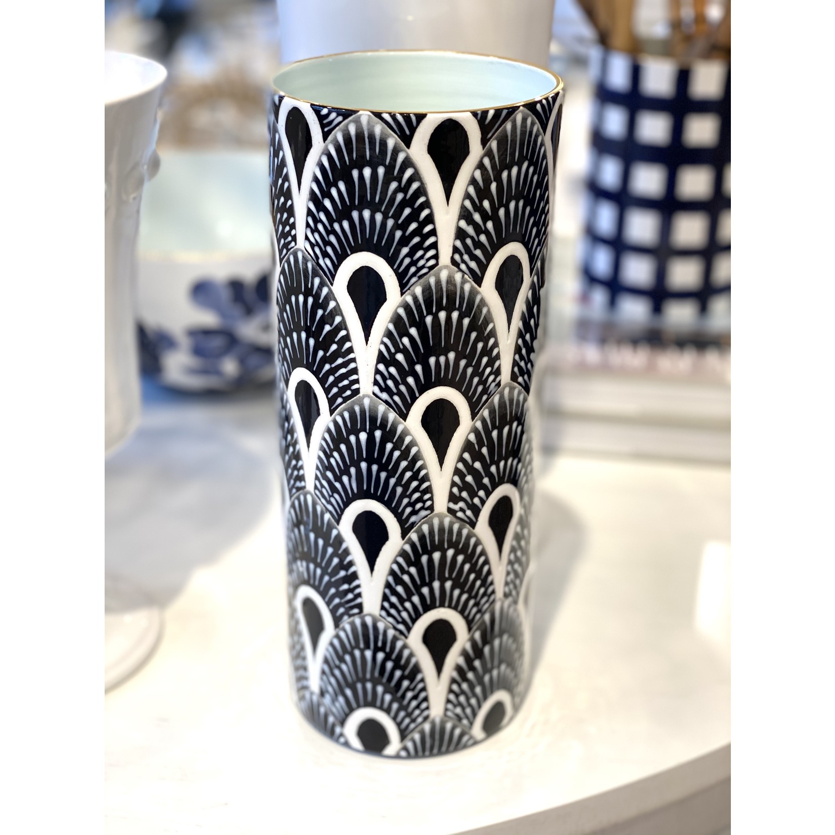 Jill Rosenwald #10 Cylinder Vase - West Palm/Jet Black