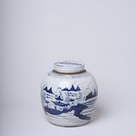 Cobalt Guild River Landscape Lidded Jar