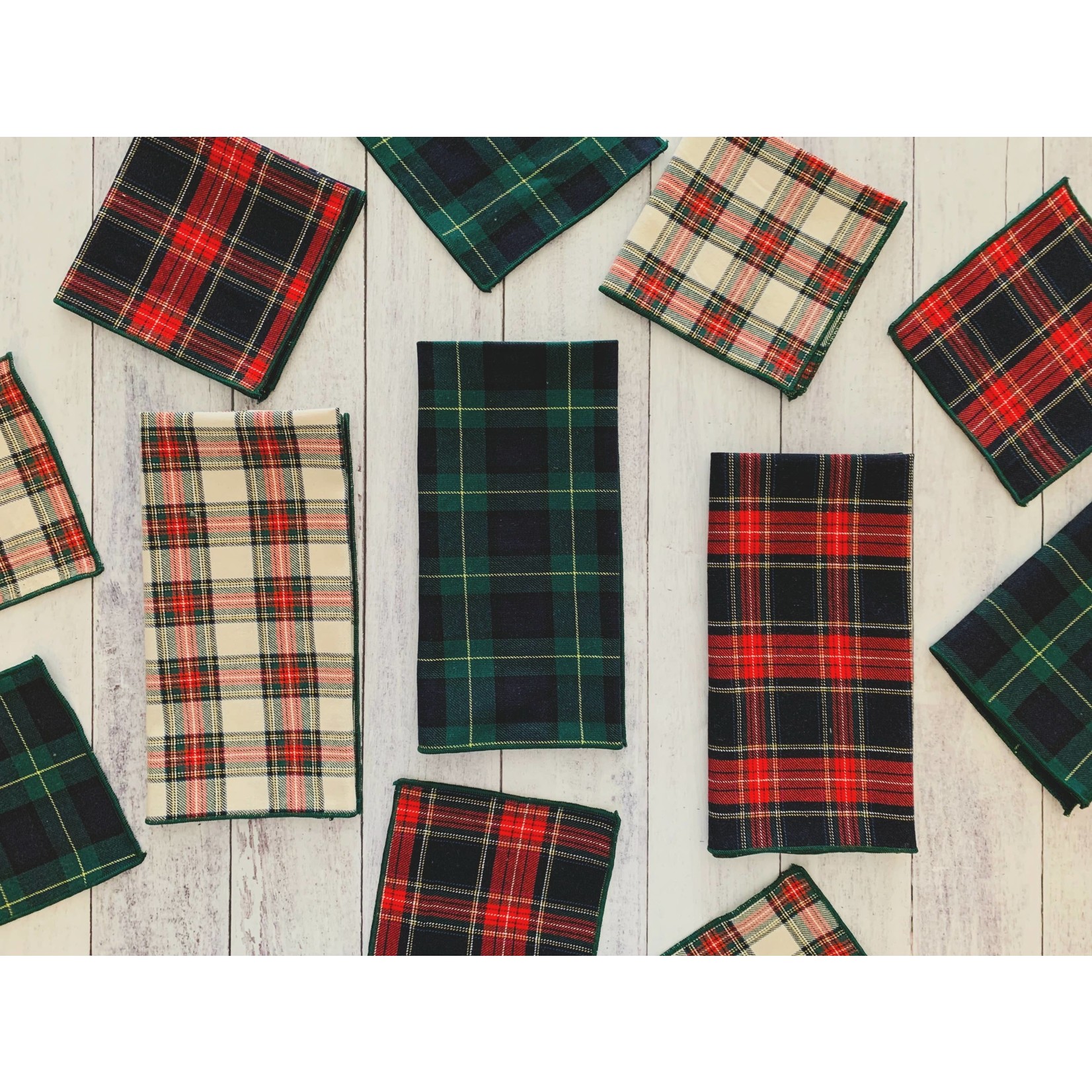 Dot and Army Tartan Cloth Napkins - Set of 4