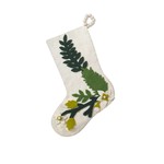 Arcadia Home Green Leaves on Cream Stocking