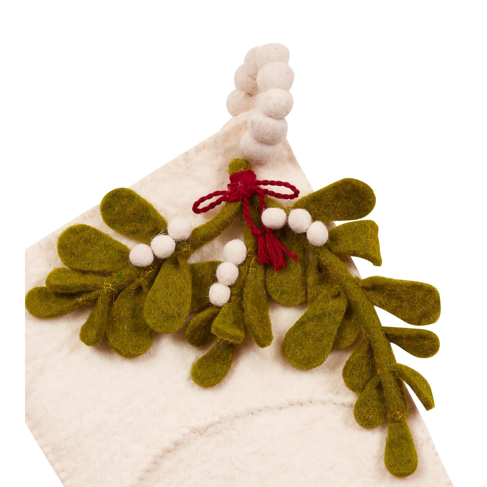 Arcadia Home Mistletoe on Cream Stocking