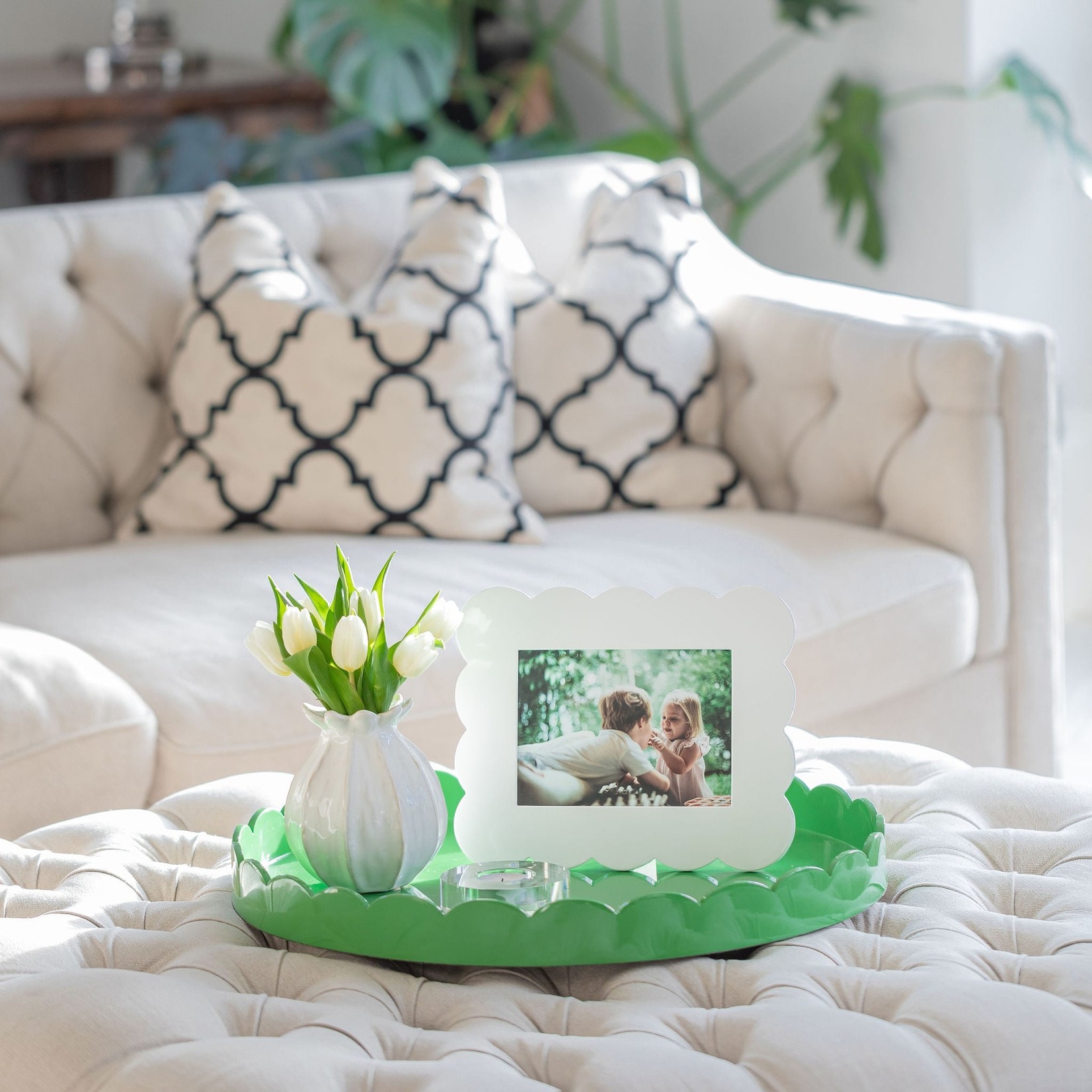 Addison Ross Scalloped Lacquer Round Trays