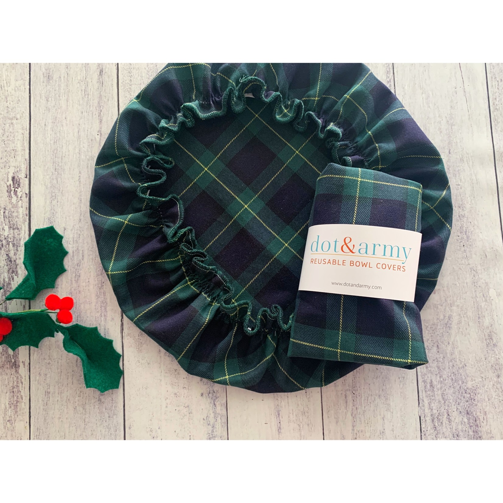 Dot and Army Tartan Reusable Bowl Covers