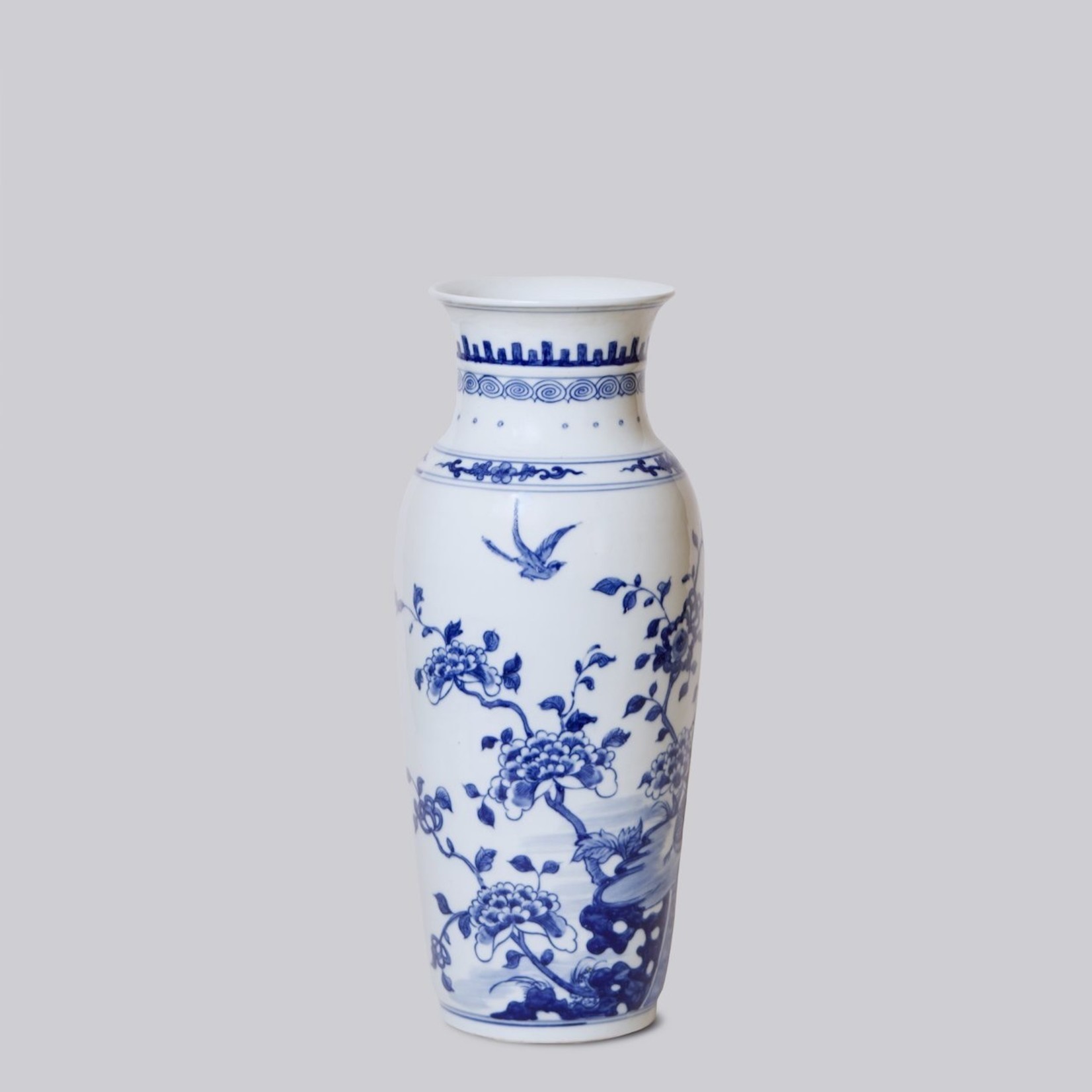 Cobalt Guild Bird and Flower Mallet Vase