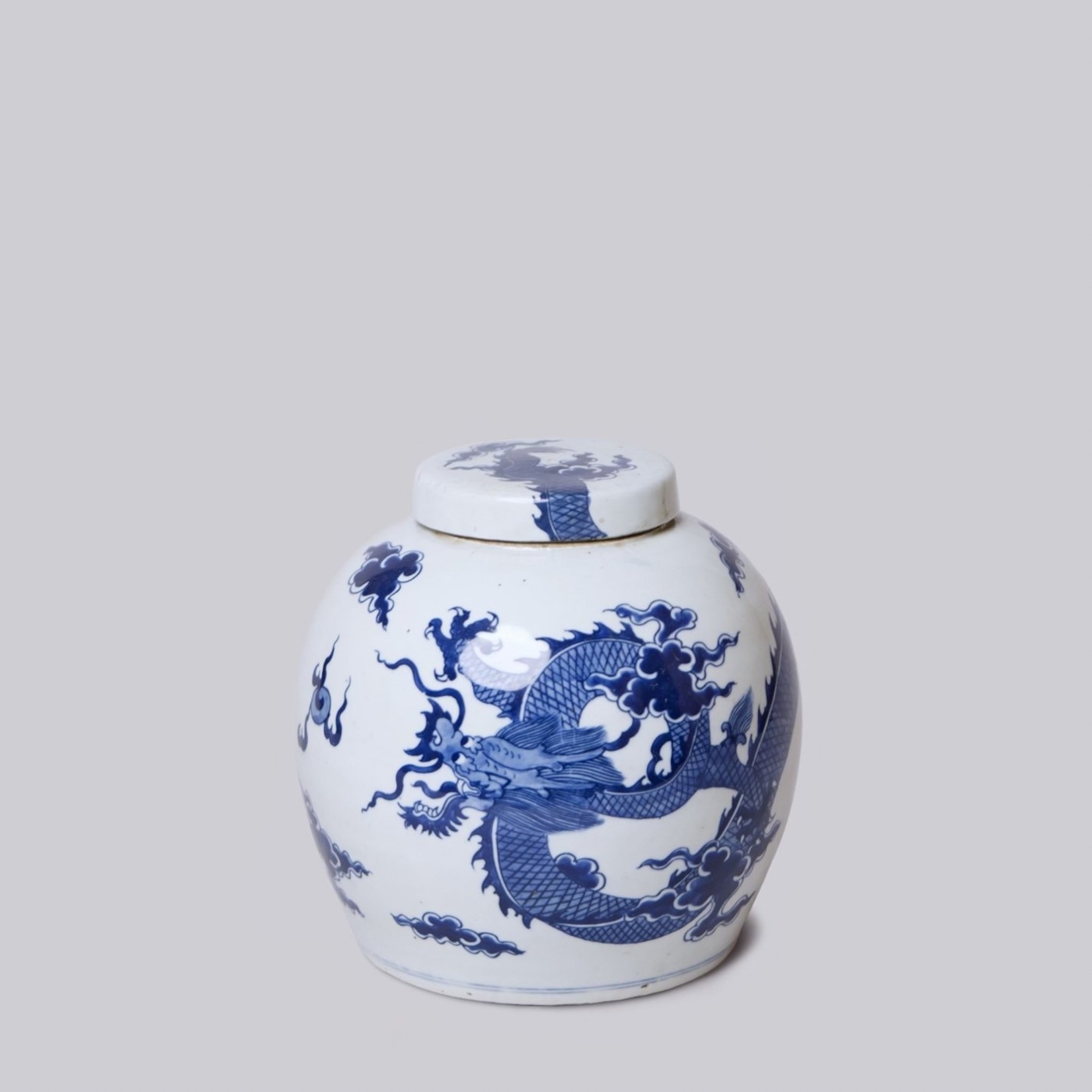 Cobalt Guild Dragon Lidded Round Storage Jar