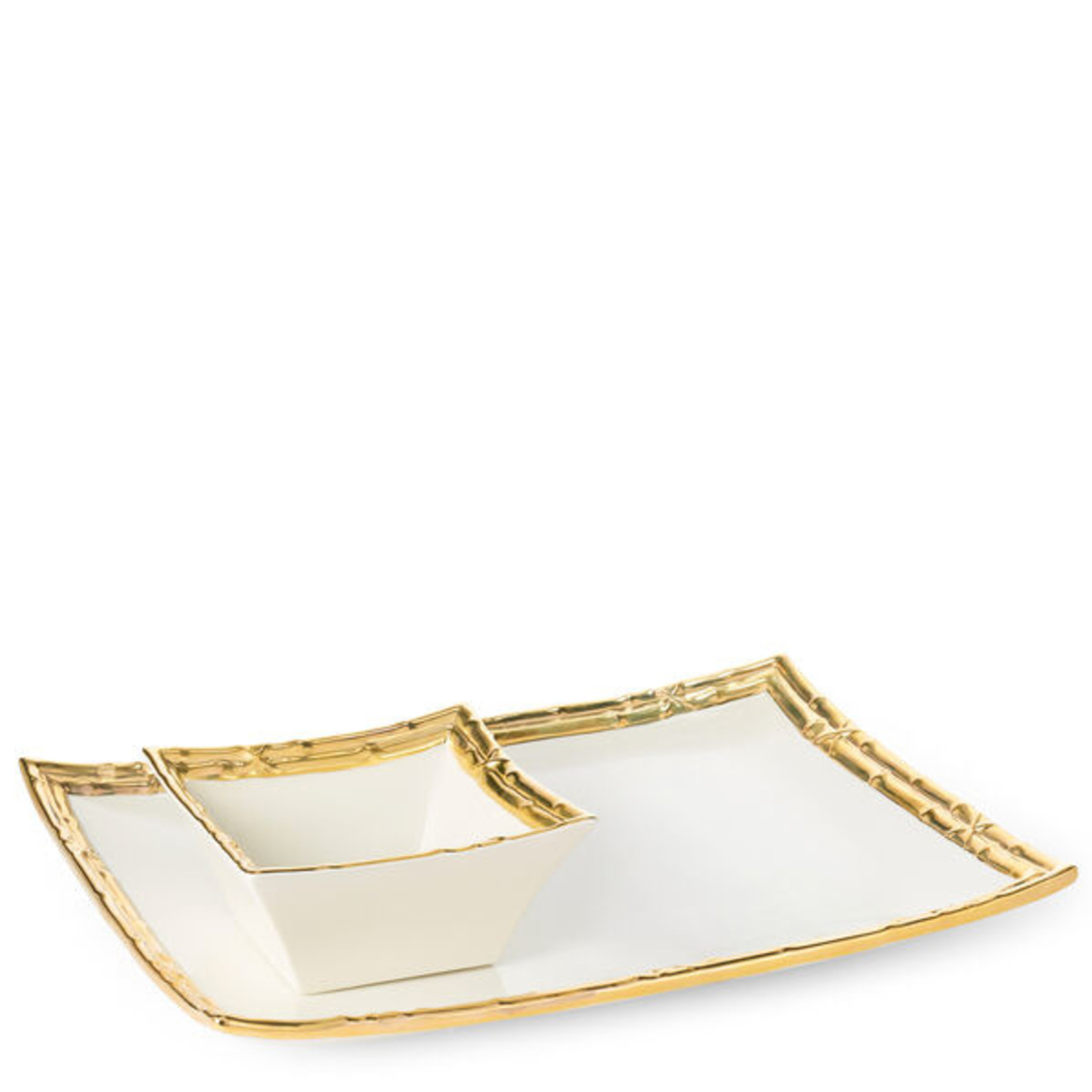 Aerin Mayotte Chip and Dip Set, White/Gold