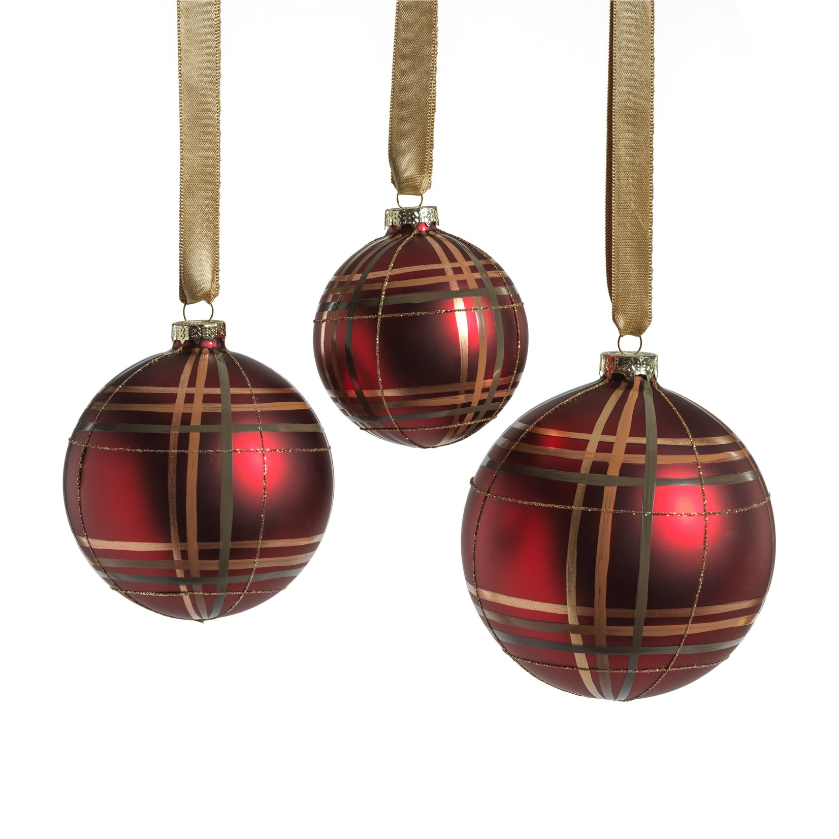 Zodax Plaid Metallic Glass Ball Ornaments