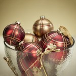 Zodax Plaid Metallic Glass Ball Ornaments