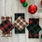 Dot and Army Tartan Cloth Cocktail Napkins (Set of 4)