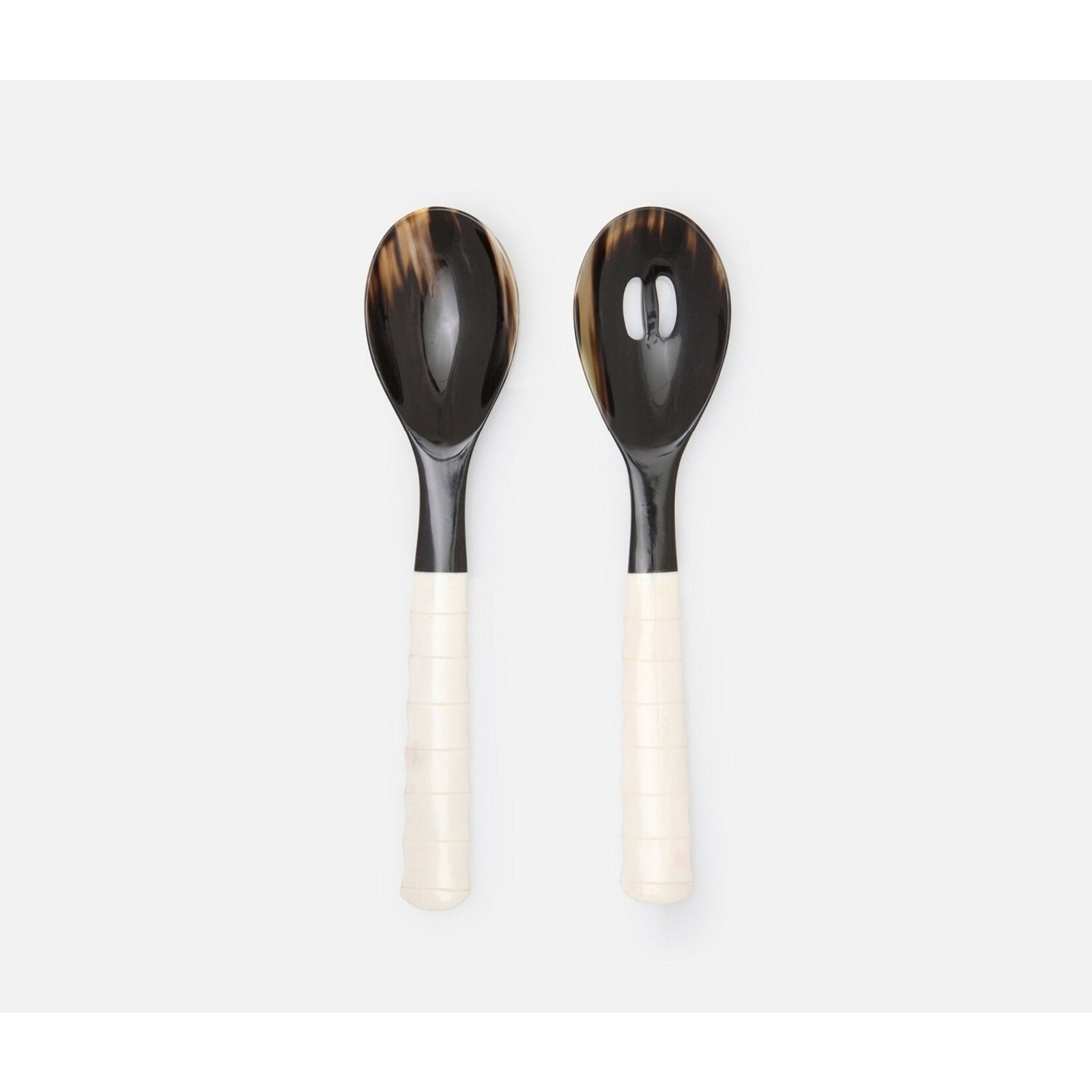 Blue Pheasant Halette Black & Natural Serving Spoons (Set of 2)