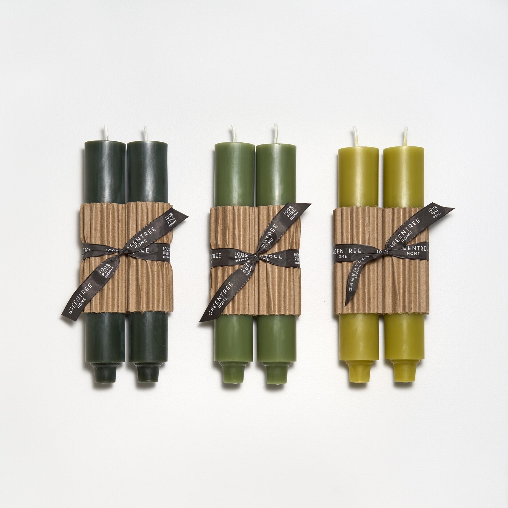 Green Tree Home Column Taper Candles (Set of 2) - 9"