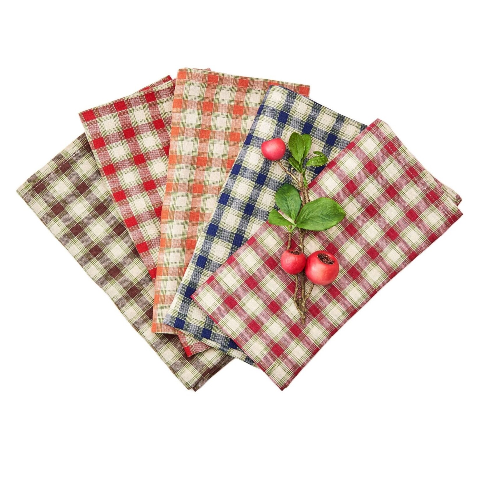 Deborah Rhodes London Check Napkins in Holiday Red (Set of 4)