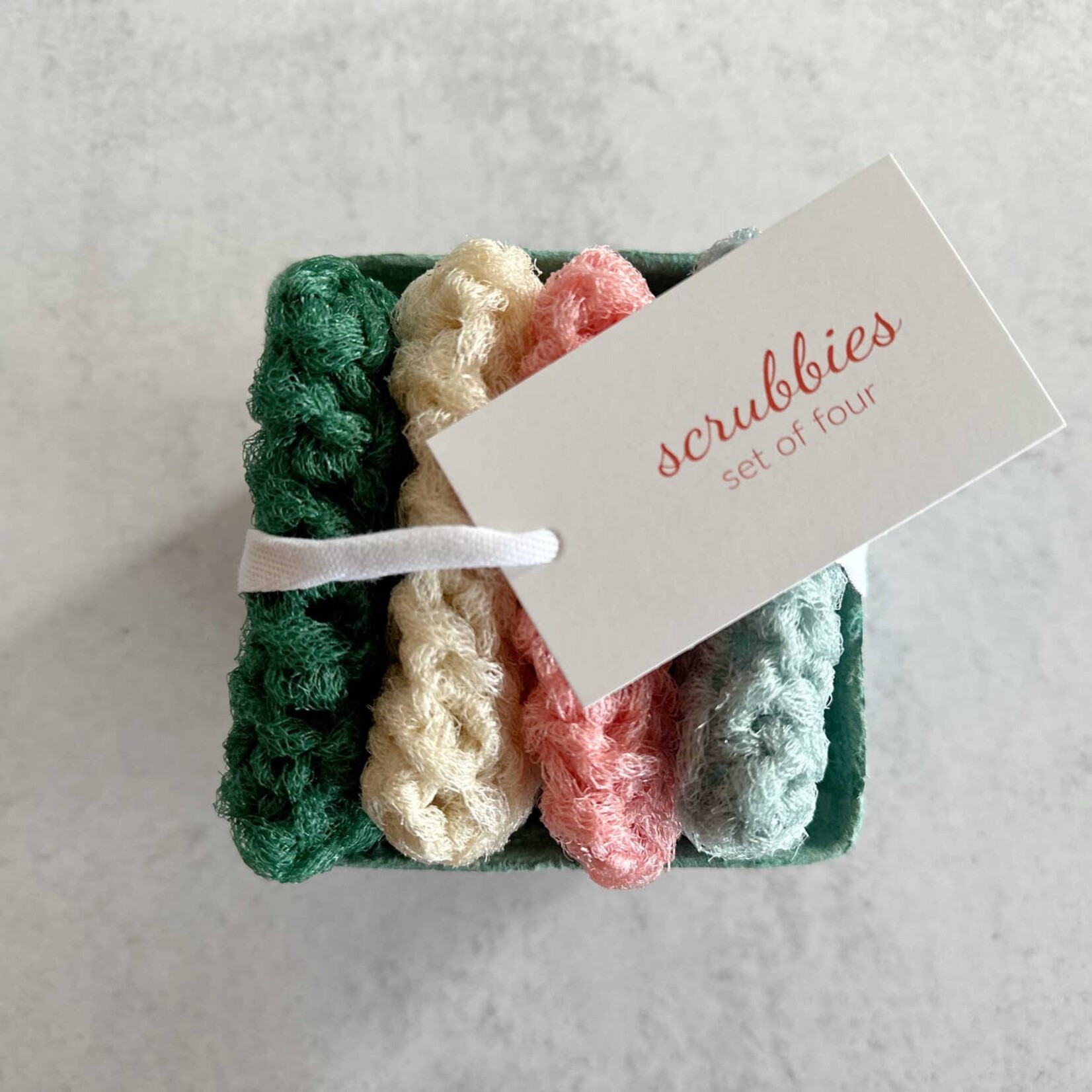 Dot and Army Scrubbies in a Berry Basket (Set of 4)