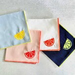 Dot and Army Citrus Linen Cocktail Napkins (Set of 4) Multi Color