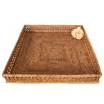 Artifacts Trading Company Rattan Design Square Tray with Glass Insert